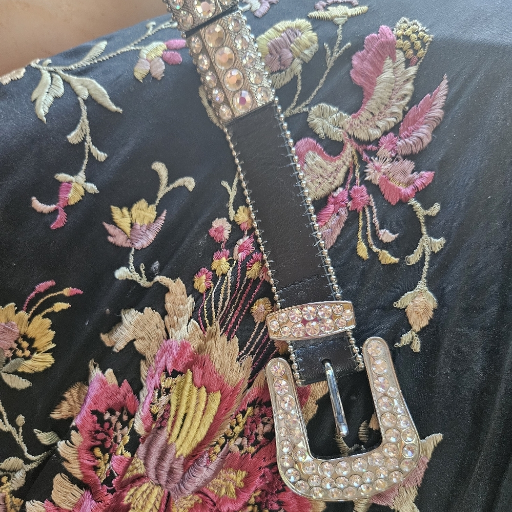 NWOT Christine Alexander Crystal Leather Belt